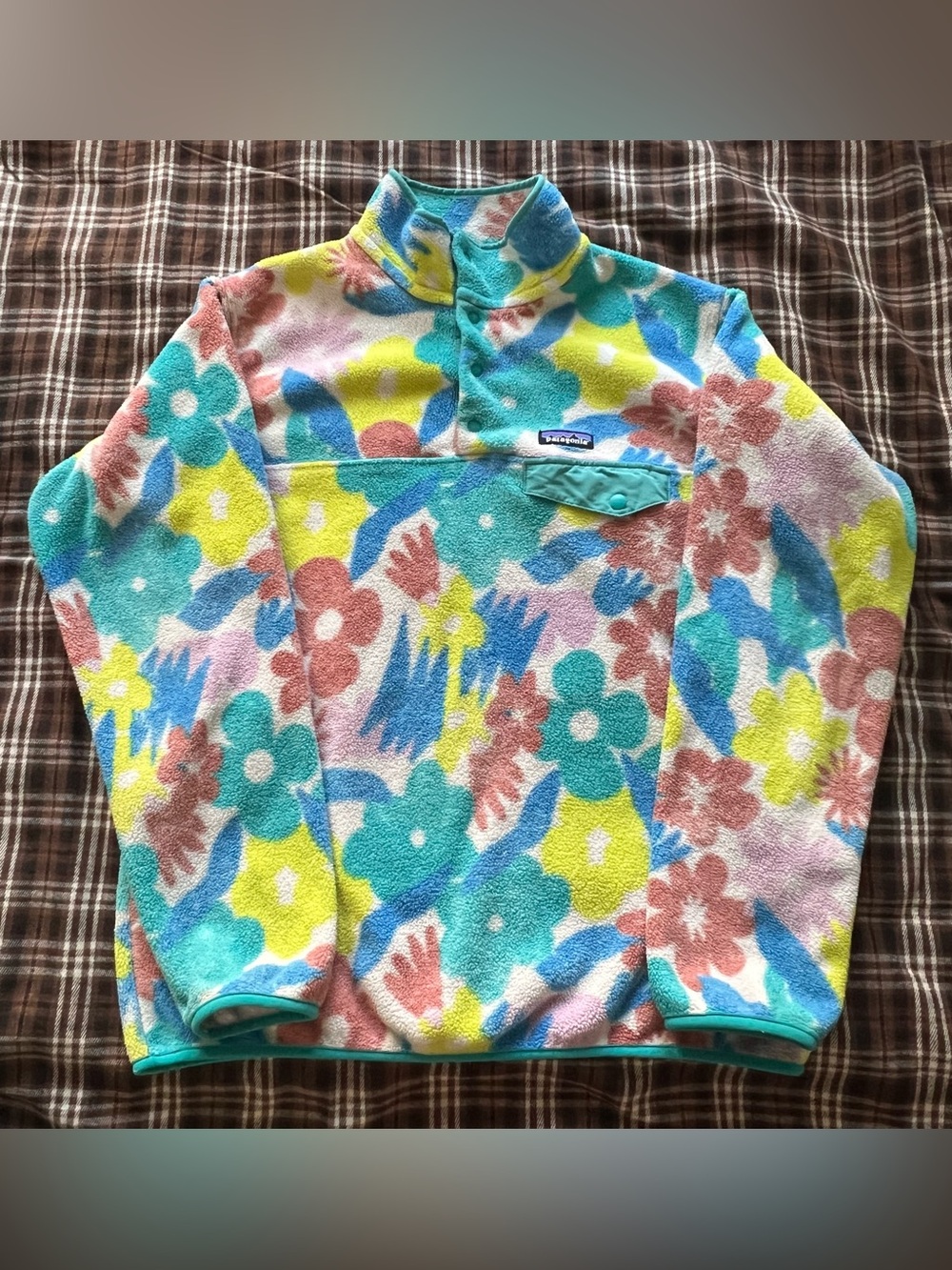 Patagonia Synchilla Snap T Fleece Pullover Jacket Multicolor Floral